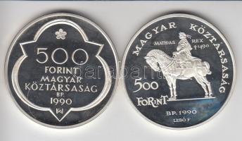 1990. 500Ft Ag + 500Ft Ag "Mátyás király" pár dísztokban T:BU