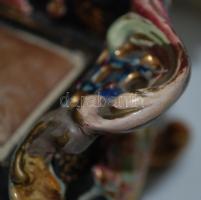 Díszkanapé, varrótű tartó párnával, jelzett Fischer Ignác Budapest, 1880 körül, kézzel festett arany...