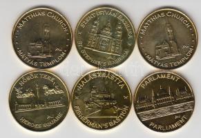 2010. "Budapest Érem" 6db aranyozott emlékérem (32mm) különféle motívumokkal T:1