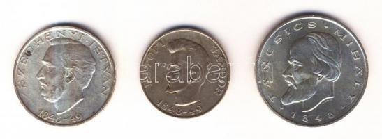 1948. 5Ft "Petőfi" + 10Ft "Széchenyi" + 20Ft "Táncsics" Ag sor T:2,2-