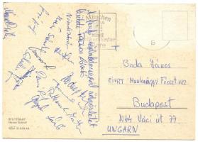 1974 A magyar férfi röplabdacsapat tagjainak aláírásai Stuttgartból küldött lapon