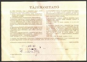 1991. Kárpótlási jegy 1000Ft-ról "D" sorozat (2x) egymás utáni sorszámmal