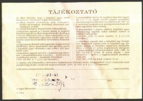 1991. Kárpótlási jegy 1000Ft-ról "D" sorozat (2x) egymás utáni sorszámmal