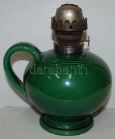 Mázas kerámia petróleumlámpa burával / 
Ceramic oil lamp, 40cm