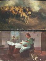 5 db régi, állatos képeslap