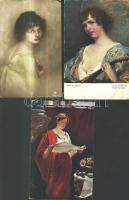 10 db régi, hölgyeket ábrázoló művészlap