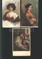 10 db régi, hölgyeket ábrázoló művészlap