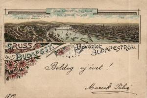 1899 Budapest, litho (wet damage)