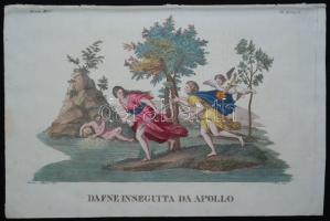 Daphne inseguita da Apollo, színezett acélmetszet az 1823-ban Milánóban kiadott Dizionario d'ogni mitologica e antichita vol. II illusztrációi közül, 15x23cm