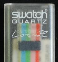 Swatch Devotion műanyag vízhatlan strandóra eredeti tokjában, leírással / 
Waterproof wristwatch