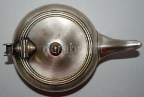 cca 1900 Jelzett alpakka teáskanna fogó-betét nélkül / Signed alpacca tea-pot 16x12 cm