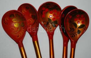 Vegyes tétel: márvány hamutartó, 5db orosz, festett, lakkozott fakanál, régi dátumbélyegző, és a Köl...