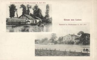 Luzan street of the sugar factory and the railway station under flood (8 July 1911)