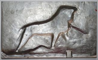Oroszlán pár, fém dombormű / 
Lions, metal bas relief, 16,5x28cm