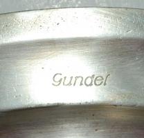 J.L. Hermann alpakka tálca, Gundel felirattal alján címerrel, 32×21 cm