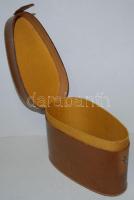 Régi bőr keménygallér tartó doboz szép állapotban /  Vintage leather stiff collar box, 18x12x9cm