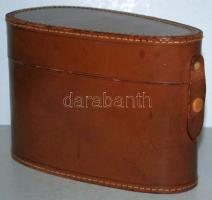 Régi bőr keménygallér tartó doboz szép állapotban / 
Vintage leather stiff collar box, 18x12x9cm