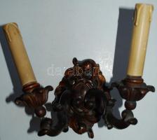 2db barokk stílusú faragott fa falikar burával, javításra szorul / 
Wooden wall lamps, need repair, ...