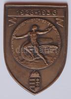 Berán Lajos (1882-1943) 1936. "Magyar királyi Államvasutak Sportegyesületeinek Ligája" Br plakett (45x33mm) eredeti "M.Á.V. Sportliga 1926-1936" dobozban T:2