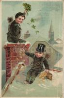 New Year chimney sweepers litho