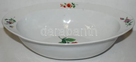 Cca XX. sz. eleje Meisseni tál, kézzel festett,  jelzett, restaurált, 37×27×10 cm