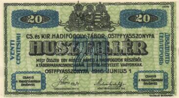 Ostffyasszonyfa/hadifogolytábor 1916. június 1. 20f arab sorozat és sorszámmal "MS" jelzés...