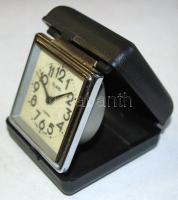 Slava összecsukható utazóóra műanyag tokjában, jól jár / 
Travel watch in plastic case, works well, ...
