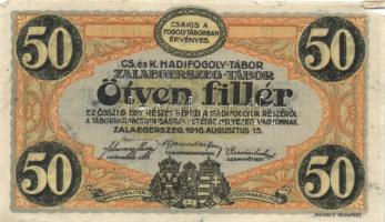 Zalaegerszeg/hadifogolytábor 1916. augusztus 15. 50f arab sorozat és sorszámmal T:III