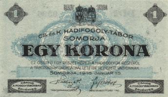 Somorja/hadifogolytábor 1916.január 15. 1K két nagybetű és egy szám sorozat T:II