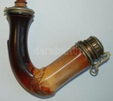 XIX. századi szépen faragott tajtékpipa, ezüsttel bélelt és karimázott, gyönyörűen "kiszívott" darab / Vintage pipe 12 cm