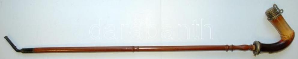 XIX. századi szépen faragott tajtékpipa, ezüsttel bélelt és karimázott, gyönyörűen "kiszívott&q...