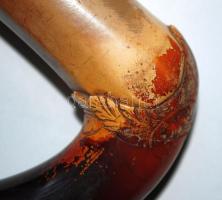 XIX. századi szépen faragott tajtékpipa, ezüsttel bélelt és karimázott, gyönyörűen "kiszívott&q...