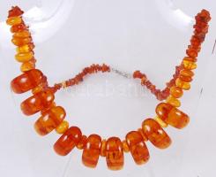 Borostyán nyaklánc, nagy szemekkel, zárvánxokka 65 cm /Amber necklace
