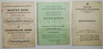 1918- 1942, 2 db banki betét könyv, egy darab takarékpénztári betétkönyv