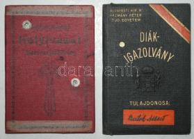 1930-1932 Két darab utazási igazolvány egyetemisták részére
