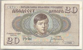 Jugoszlávia 1936. 20D T:II
Yugoslavia 1936. 20 Dinara C:XF