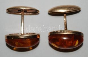 Aranyozott ezüst (0,835) mandzsettagomb-pár szovjet és és magyar fémjellel (1966-1999) / Gold plated...