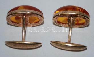 Aranyozott ezüst (0,835) mandzsettagomb-pár szovjet és és magyar fémjellel (1966-1999) / Gold plated...