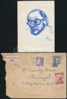 Kis papírrégiség tétel benne bélyeges magyar és külföldi borítékok, boríték nélküli levelek családi ...