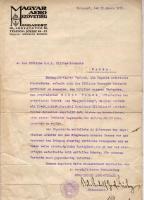 1918 Magyar Aero Szövetség levele a kassai hadseregparancsnokságnak német nyelven, hátoldalán iktatási bejegyzések, pecsétek