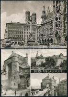 14 db fekete-fehér, külföldi városképes lap