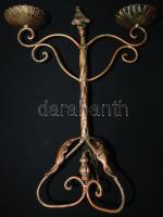 Kétágú bronzírozott fém gyertyatartó /  Metal candelabrum, 43x34cm