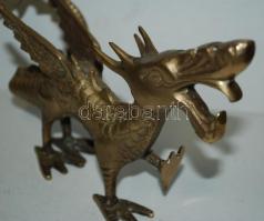 Nagyméretű, réz, sárkány formájú sörnyitó / 
Large brass beer opener with dragon shape, 26x14cm