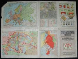 1939 Magyarország térkép 43×52 cm, gyűrött, szakadt