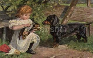 Dogs, girl artist signed