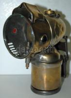 Antik biciklis karbid lámpa, kis horpadásokkal