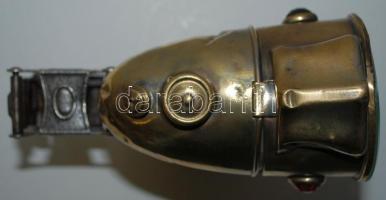 Antik biciklis karbid lámpa, kis horpadásokkal