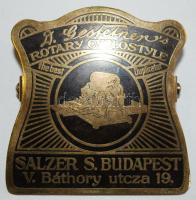 Zománcozott réz iratcsipesz, reklám felirattal