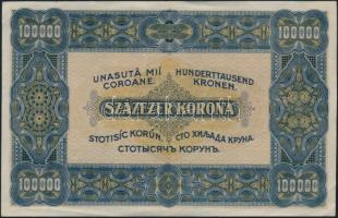 1923. 100.000K "Magyar Pénzjegynyomda RT" főtípus T:II-,III R!