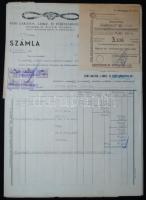 1947-1949 7db számla, nyugta, fuvarlevél illetékbélyegekkel